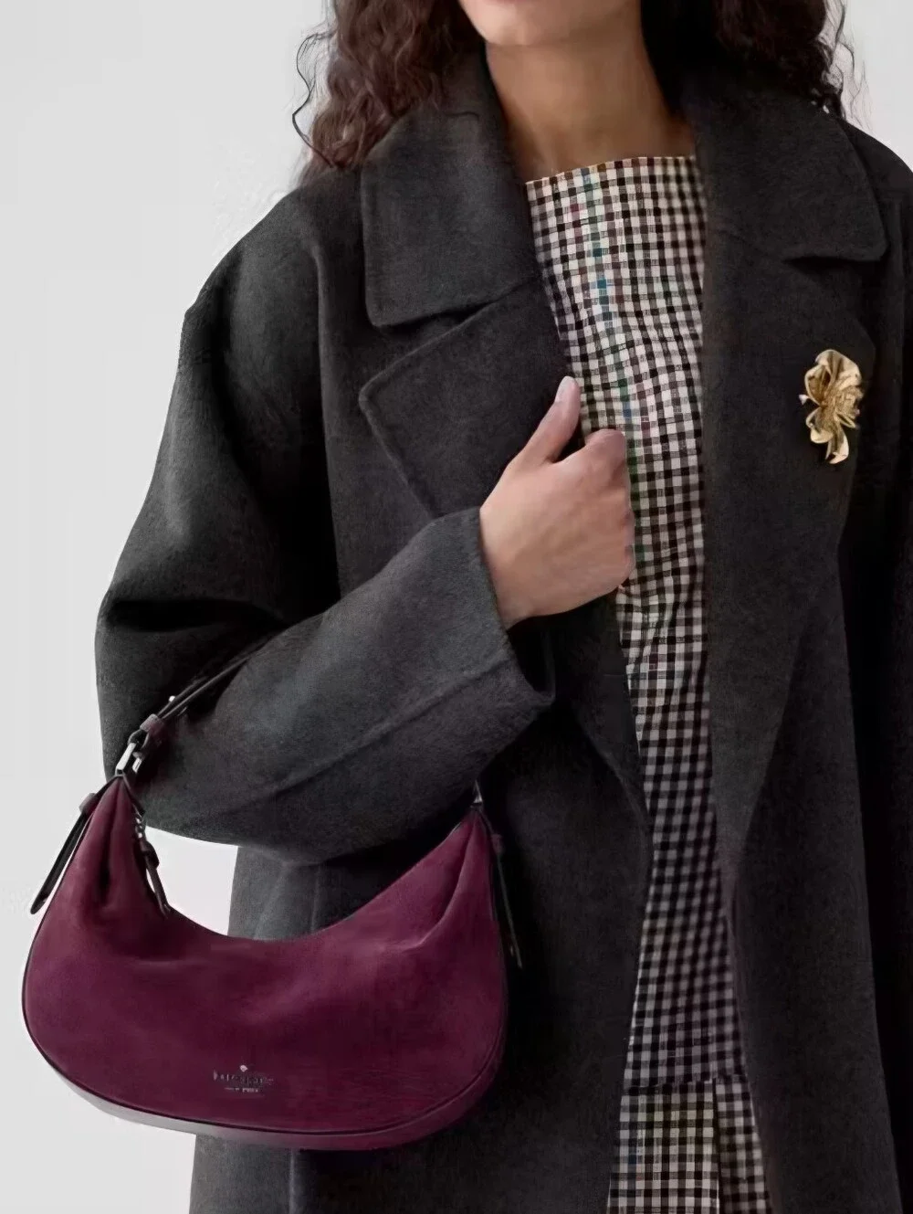 Kate Spade Deep Cherry Selene Suede Shoulder Bag NWT